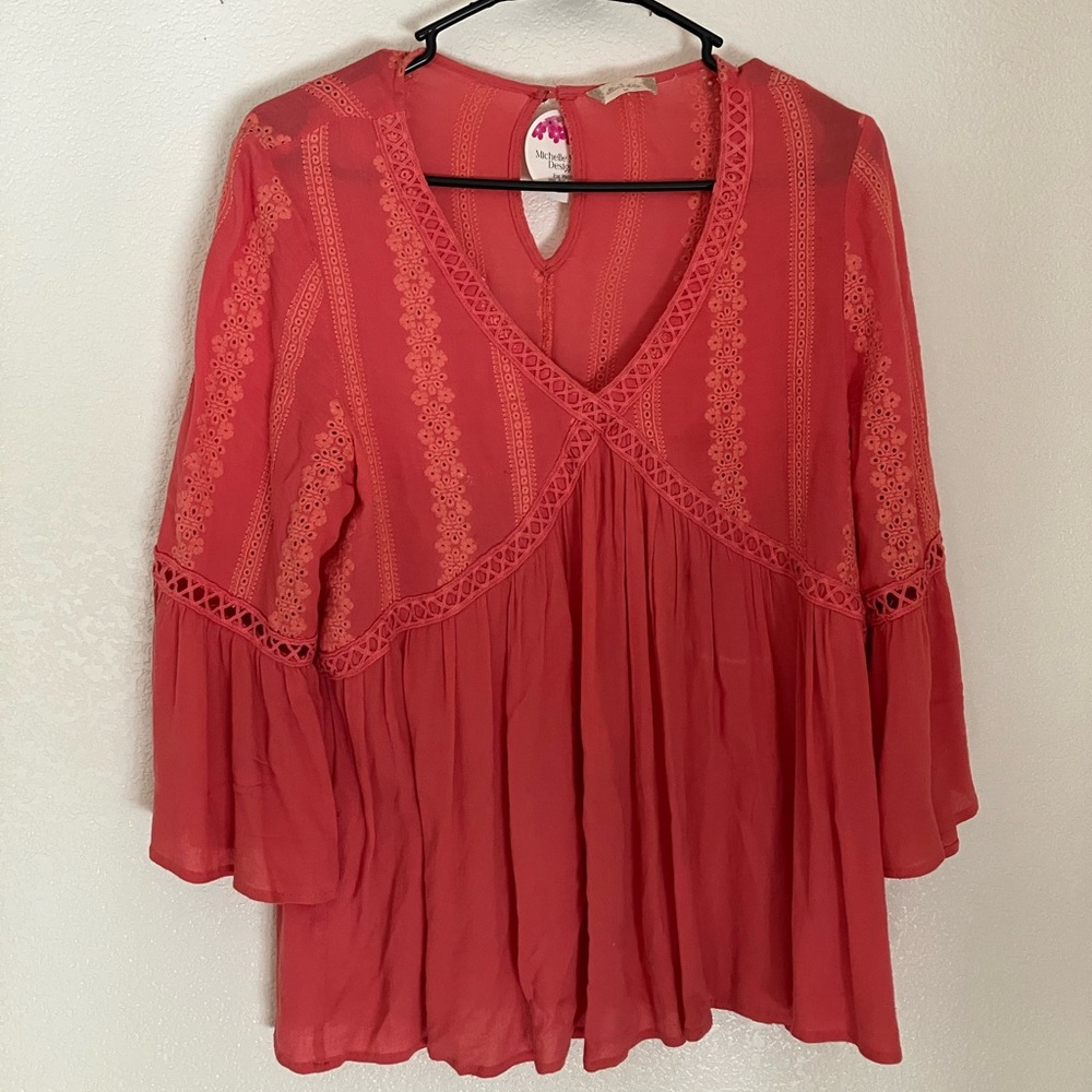 Alter’d state crochet long sleeve tunic peasant top size medium in terracotta